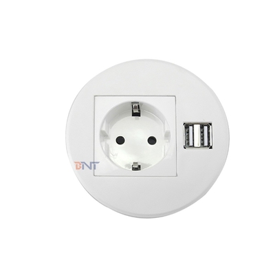 3.54 Inch Cut - Out Hole Desktop Socket With 2 USB Charge 1 AC For Office Home School Hotel White