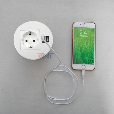 3.54 Inch Cut - Out Hole Desktop Socket With 2 USB Charge 1 AC For Office Home School Hotel White