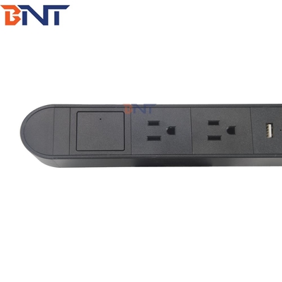 Boente New Arrival 6.56 Ft Cord US 2 Power Outlet With 2 USB Ports Black Clip On Table Power Strip Extension PRC