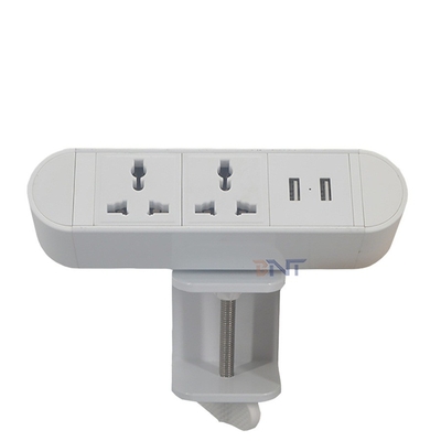 2021 6.56 Ft Cord Power Outlet Station With 2 Universal 2 USB Ports White Furniture Desk Power Strip Socket Distribution