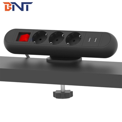 BOENTE New Stock 3 Outlet With Surge Protector USB Ports Black On Desk Edge Removable Desktop Power Socket Manufacturer