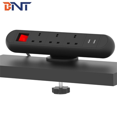 BOENTE New Stock 3 Outlet With Surge Protector USB Ports Black On Desk Edge Removable Desktop Power Socket Manufacturer