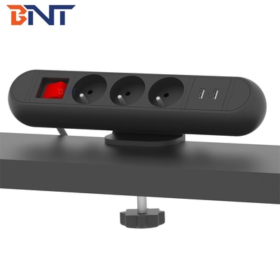 BOENTE New Stock 3 Outlet With Surge Protector USB Ports Black On Desk Edge Removable Desktop Power Socket Manufacturer