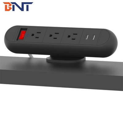 BOENTE New Stock 3 Outlet With Surge Protector USB Ports Black On Desk Edge Removable Desktop Power Socket Manufacturer