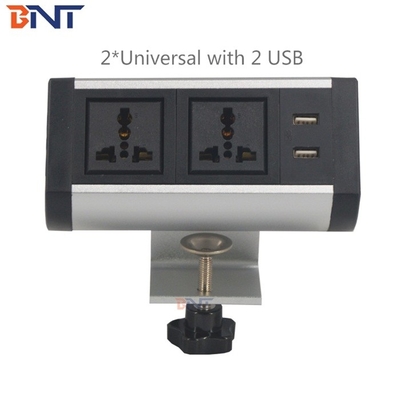 Boente New Design 6.56 Ft Cord Configuration Customized Silver with Black Clip On Table Edge Electrical Power Socket