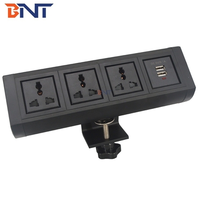 Boente 2021 6.56 Ft Cord 3 Universal Power and 2 USB Black Office Portable Table Mount Power Station