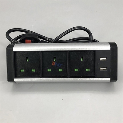 Boente Good Price 6.56 Ft Cord 3 UK Power and 2 USB Ports Black Conference Removable Desktop Power Socket