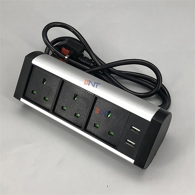 Boente Good Price 6.56 Ft Cord 3 UK Power and 2 USB Ports Black Conference Removable Desktop Power Socket