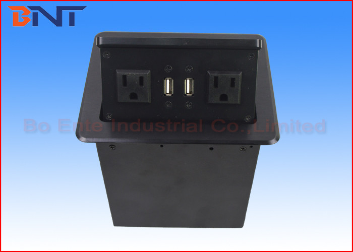 Usb Plug In Box Desktop Pop Up Socket Box With USB Charger , Pop Up US Standard Plug
