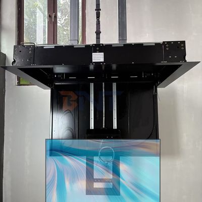 55-Inch Motorized TV Lift Stand with Remote Control Ceiling Flip Down TV Bracket with Functions of Drop Down and Rotation