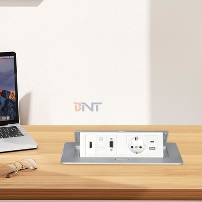 Aluminum Alloy Pop-up Tabletop Power Socket EU power socket with Modular Configurations