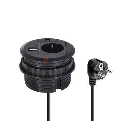 Wire hole cover design Round Sofa Embedded Power Socket with EU Standard Power Outlets USB A+C