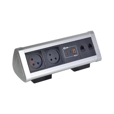 Adhesive clip design Desktop Clamp Socket Power Strip With 2 IS AC Outlets USB A+C PD 20W Fast Charge