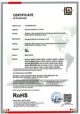 China Guangzhou Boente Technology Co., Ltd (Bo Ente Industrial Co., Limited) Certification